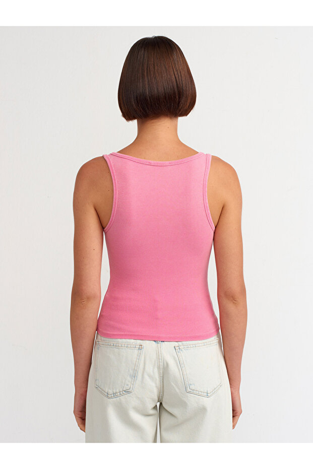 20840 Washed Effect Buttoned Undershirt-Pink - 3