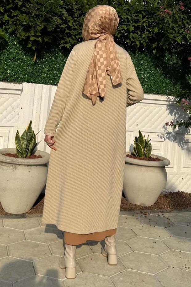 Sinem Çelik Örme Triko Hırka Taş - 8