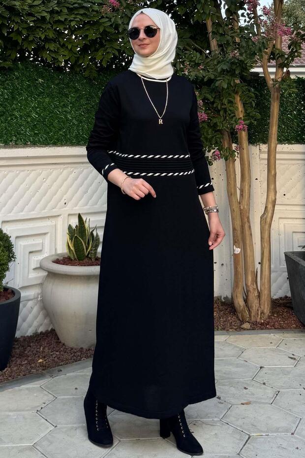 Samanyolu Siyah Triko Elbise - 6