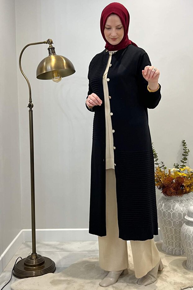 Manolya Siyah Triko Hırka - 7