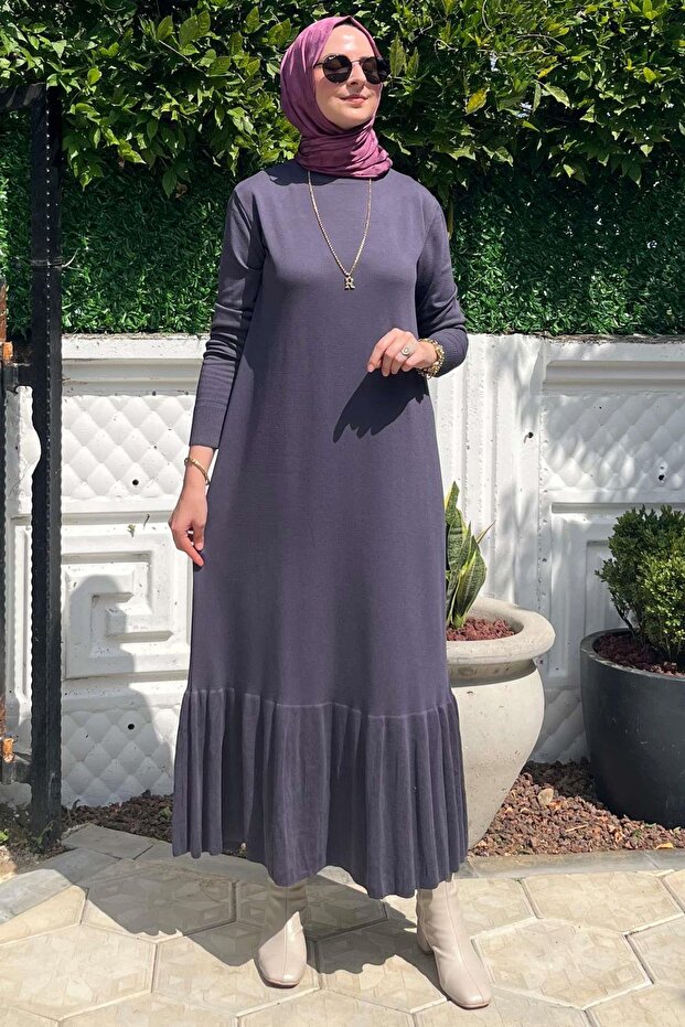 Rüya Antrasit Triko Elbise - 3