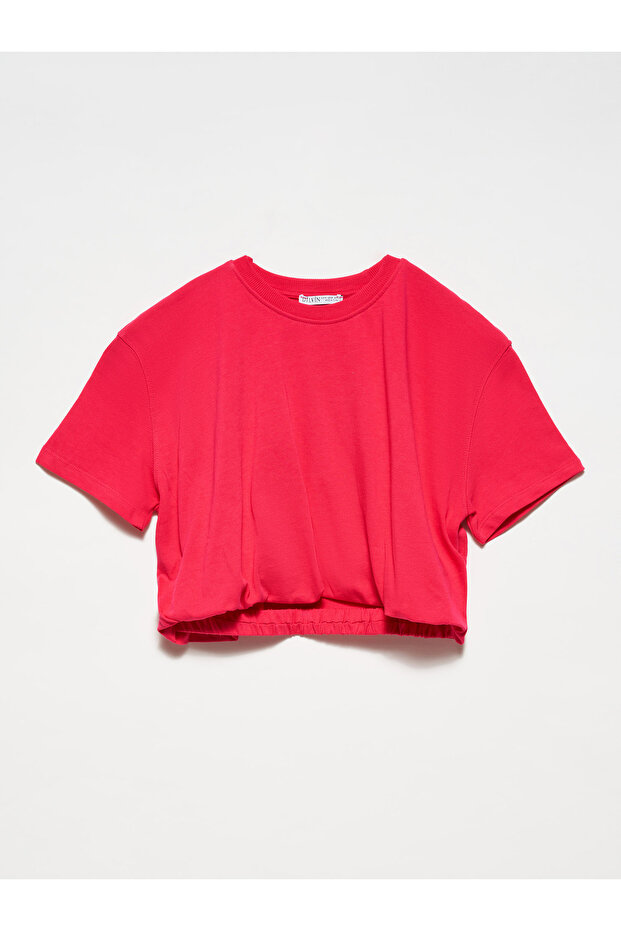 30402 Rubber Detailed T-shirt-Fuchsia