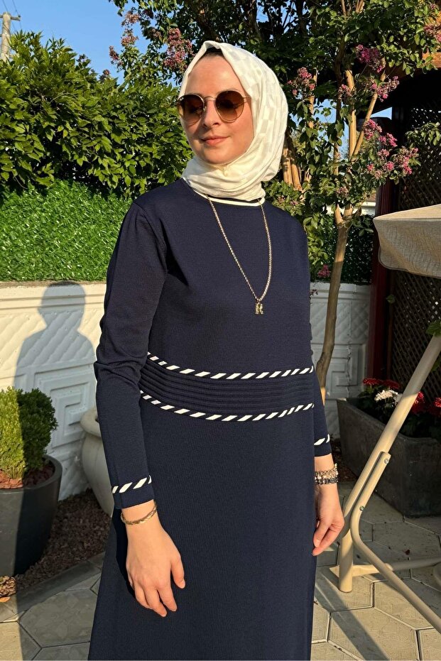 Samanyolu Lacivert Triko Elbise - 9