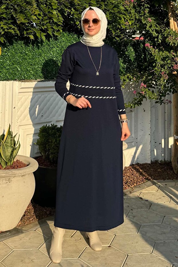 Samanyolu Lacivert Triko Elbise - 6