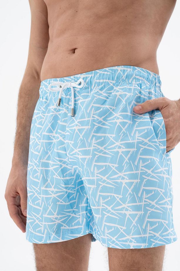 Erkek Mavi Regular Fit Çok Renkli Mayo Deniz Şortu Y25525278001 - 3