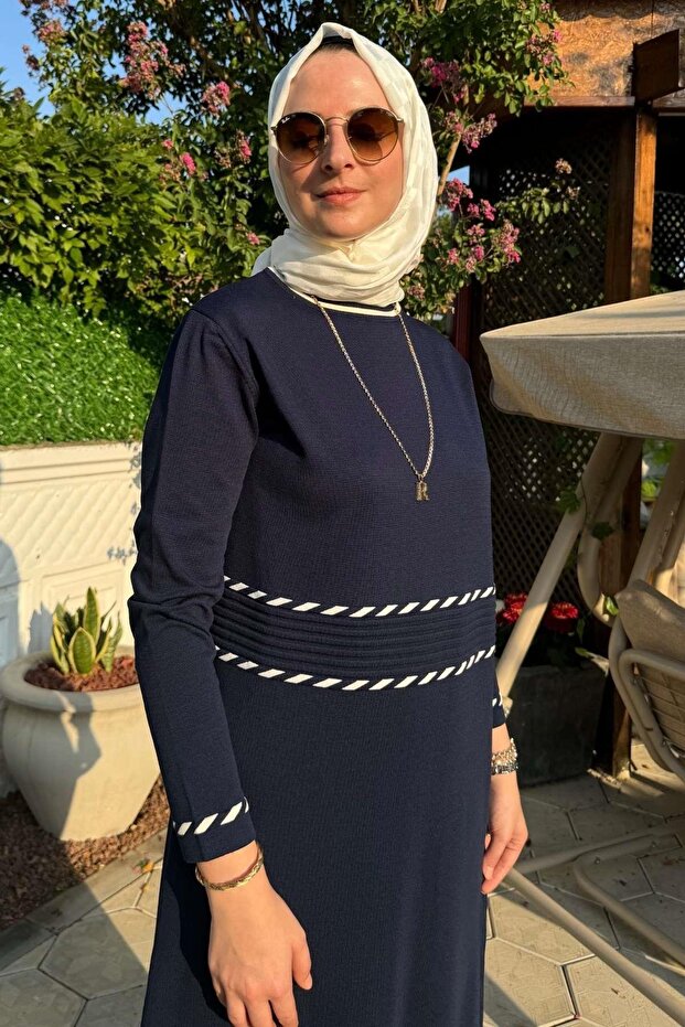 Samanyolu Lacivert Triko Elbise - 4