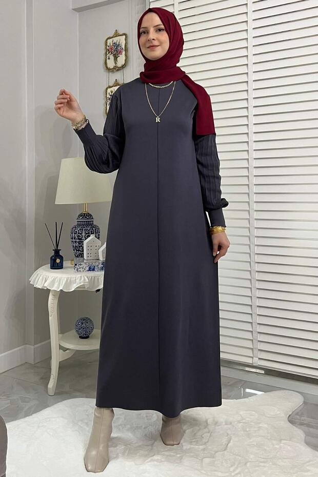 Ecem Antrasit Triko Elbise - 9
