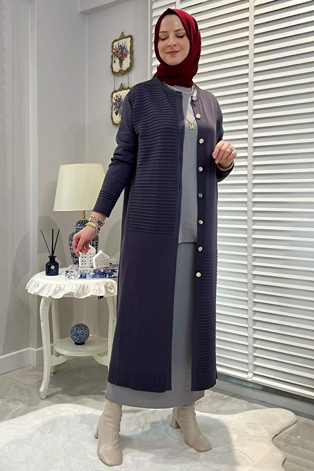 Manolya Antrasit Triko Hırka - 8