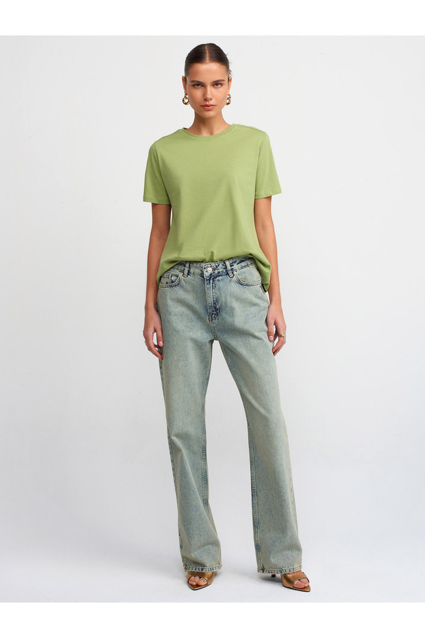 71425 Snow Wash Low Waist Wideleg Denim Trousers-Tint