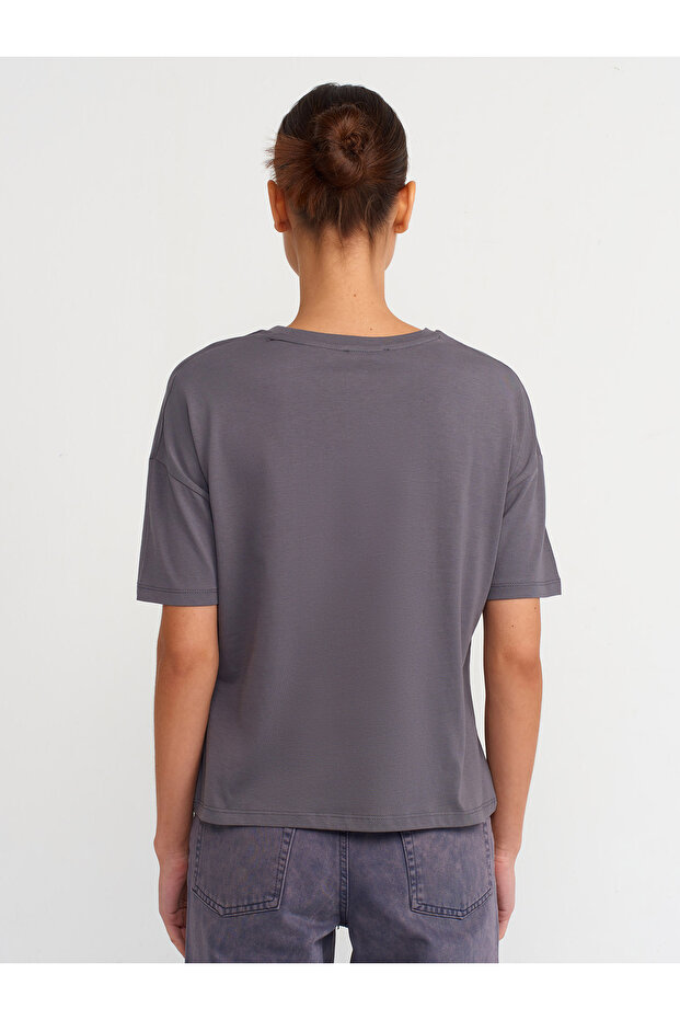 3683 Basic T-Shirt-Füme - 3