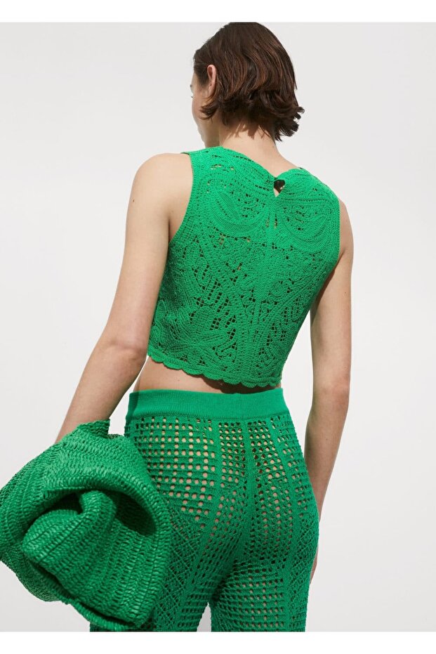 Kroşe çiçekli bluz - 4