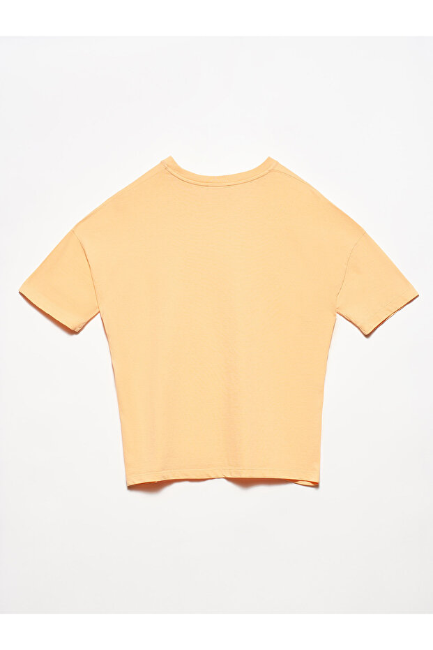 3683 %100 Pamuk Basic T-shirt-Şeftali - 3