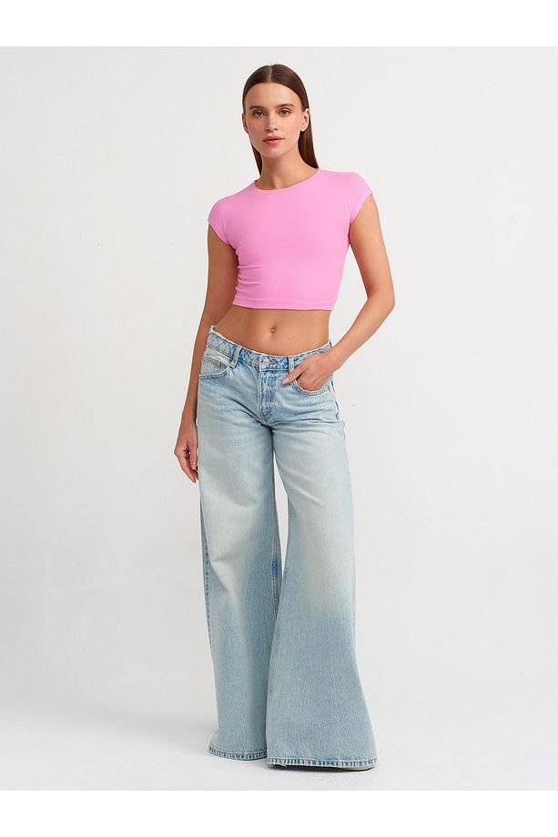 30528 Pamuk ve Modal Karışımlı Crop Top - 3