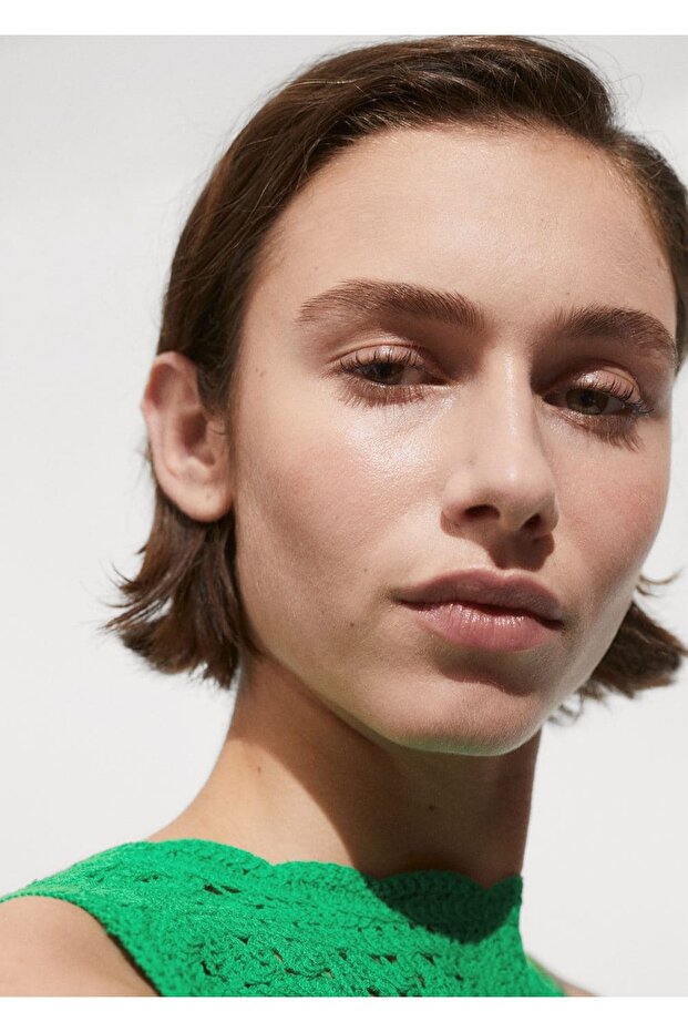 Kroşe çiçekli bluz - 6