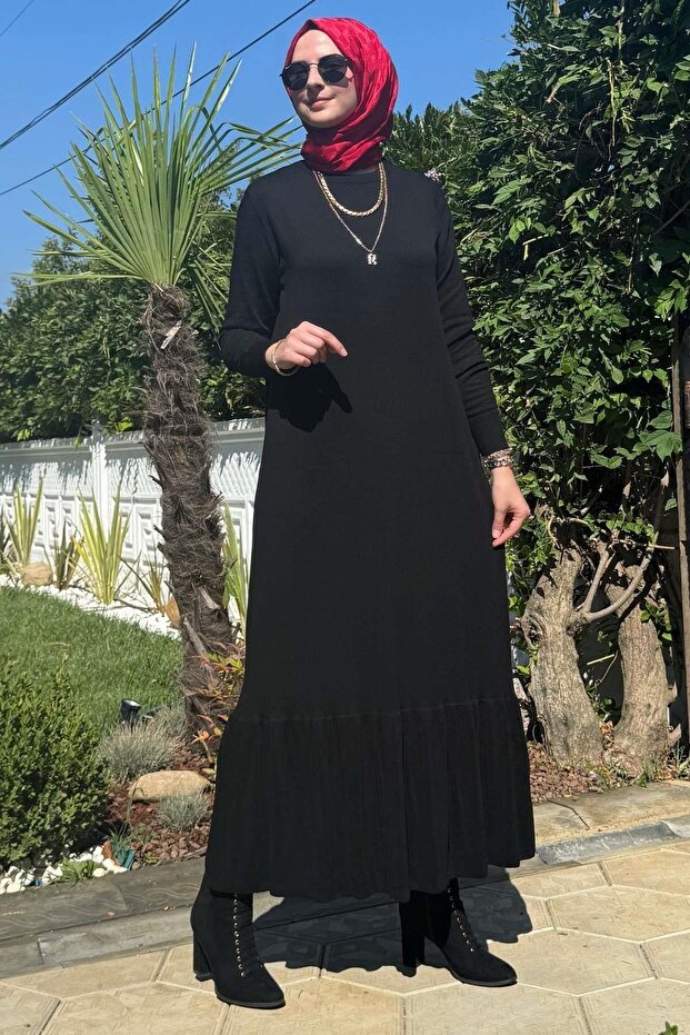 Rüya Siyah Triko Elbise - 8