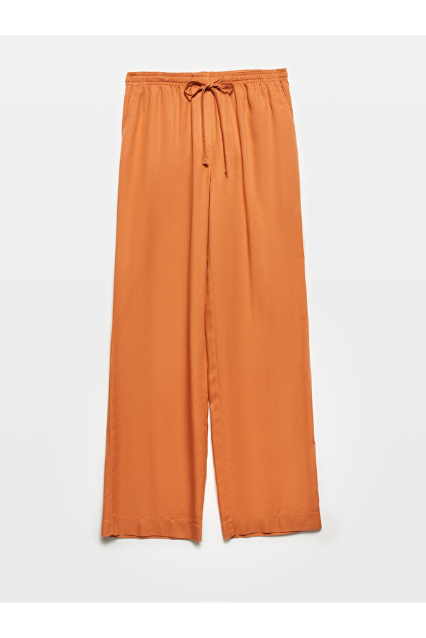 71536 Waist-Tied Flowy Trousers-A.Kiremit