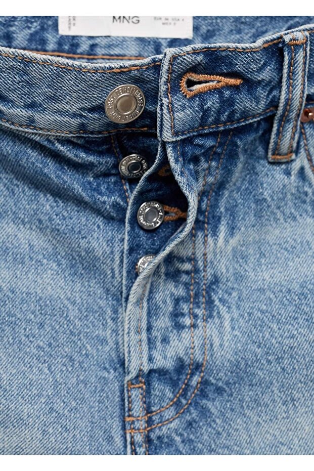 Paçaları dikişsiz denim şort - 5