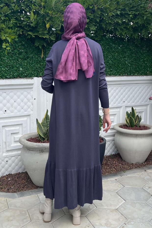 Rüya Antrasit Triko Elbise - 6