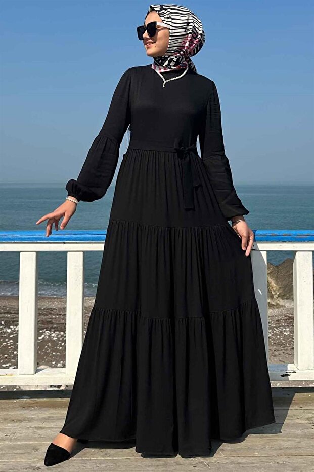 Asil Siyah Elbise - 9