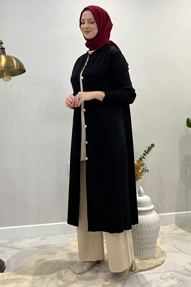 Manolya Siyah Triko Hırka - 6