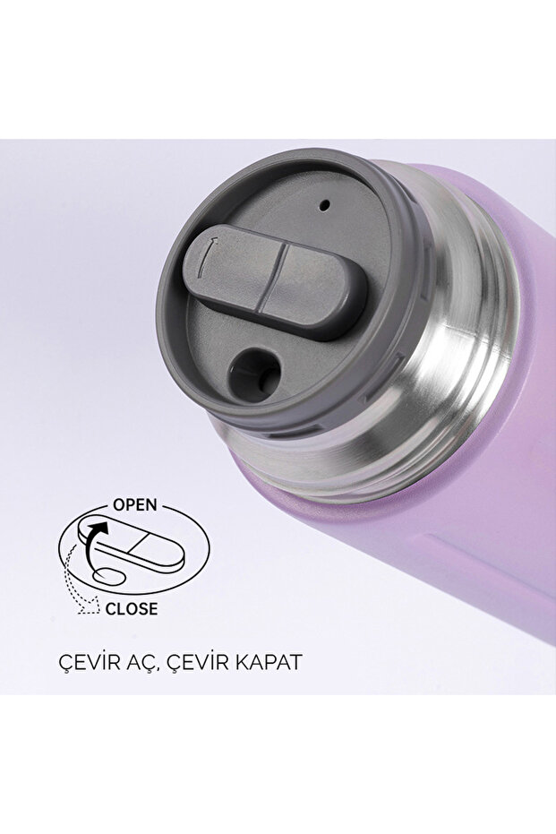 Tritan Termos Vakumlu YalıtımlI Çift Kapaklı Kulplu 600ML Mavi - 6