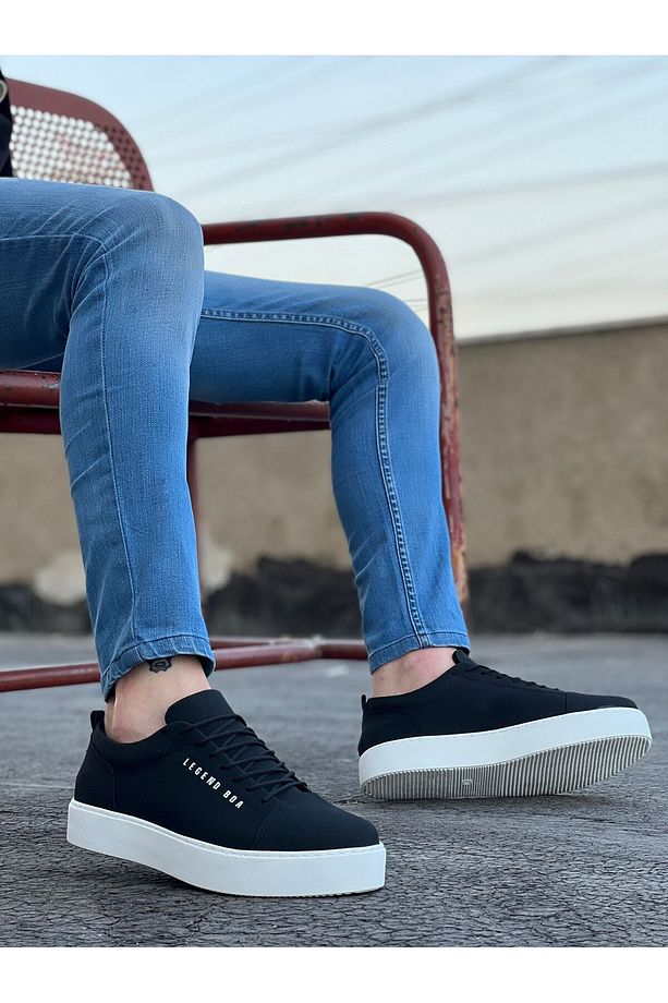 Ba0104 Bağcıklı Nubuk Spor Klasik Siyah Erkek Ayakkabı - 4