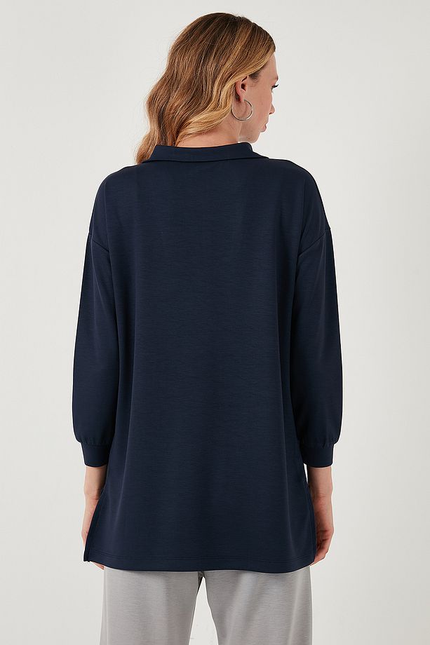Regular Fit Fermuarlı Yaka Önü Kısa Arkası Uzun Sweat Sweat 5865876 - 7