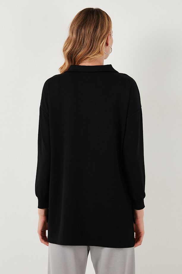 Regular Fit Fermuarlı Yaka Önü Kısa Arkası Uzun Sweat Sweat 5865876 - 8