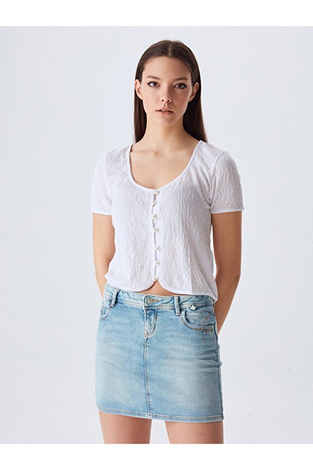 Fustă adrea mini Jean - 1