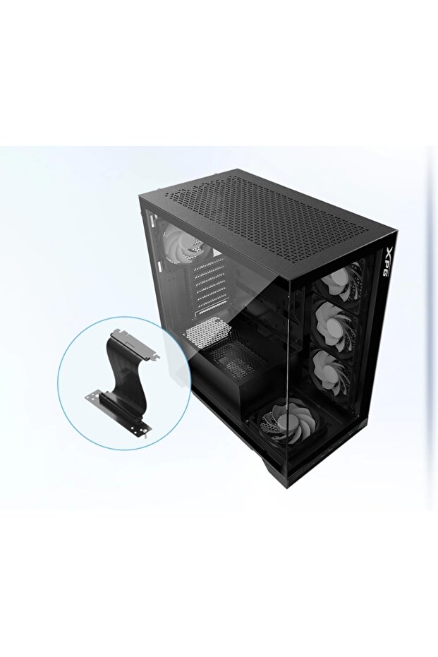 Invader X Black 5x ARGB Fan USB 3.2 Type-C  Riser+Gpu Holder ATX Gaming Kasa - 2