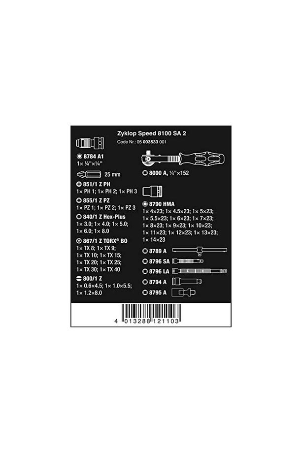 8100 Sc 2 Cırcır Kol Zyklop 1/2" Lokma Seti 05003645001 - 2