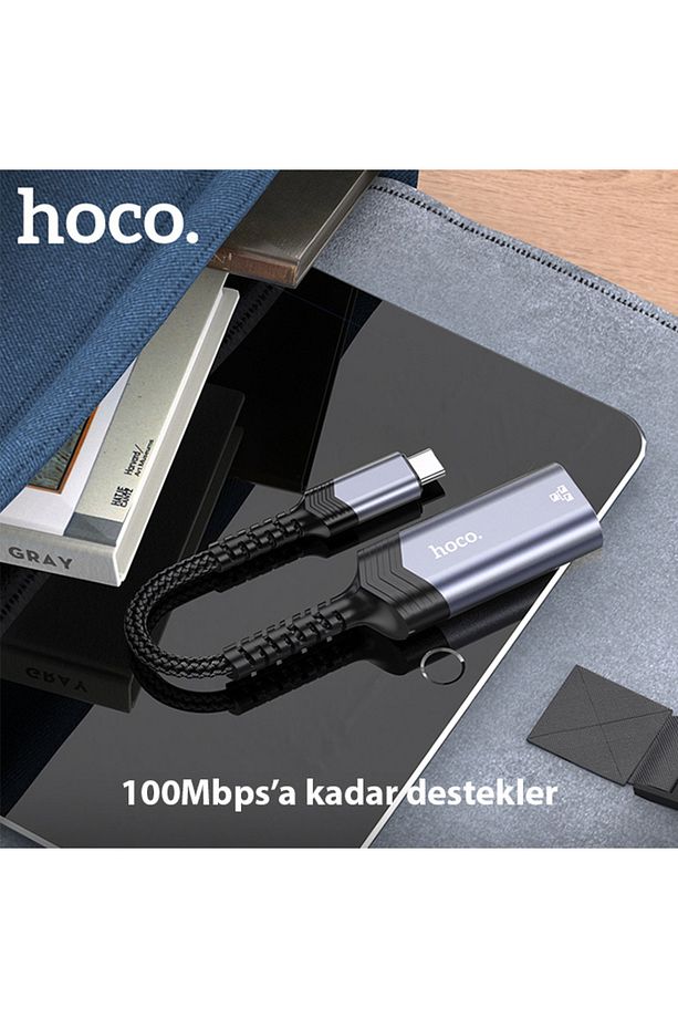 UA26 Type-c OTG RJ45 İnternet Adaptörü Dönüştürücü 100 Mbps (Gri) - 3