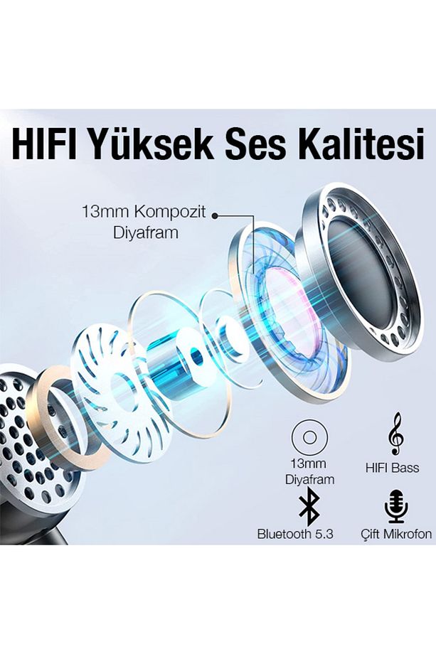 EQ1 TWS Led Ekranlı Kablosuz Bluetooth 5.3 Kulakiçi Kulaklık-(1903) - NFND2895-7576 - 5