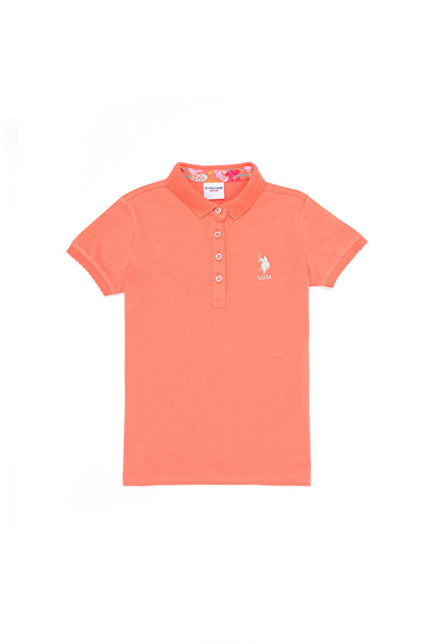 Girl's Salmon Polo Neck Basic T-Shirt 50265668 -Vr047
