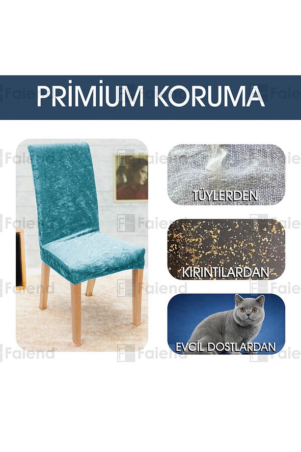 Kaliteli Likralı Kadife Sandalye Örtüsü Sandalye Kılıfı Mutfak Sandalye Örtüsü Sandalye Koruma 6li - 2
