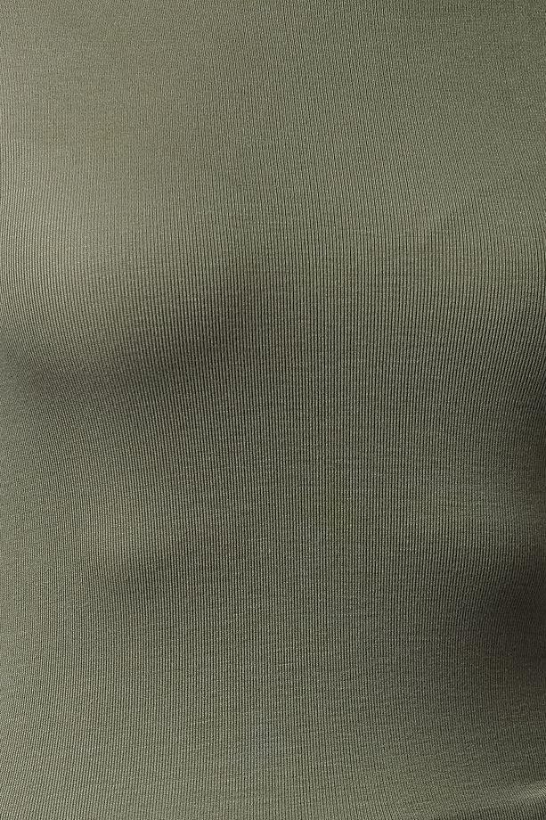 Haki  Premium Viskon Bisiklet Yaka Crop Esnek  Örme Bluz TWOAW24BZ00116 - 3