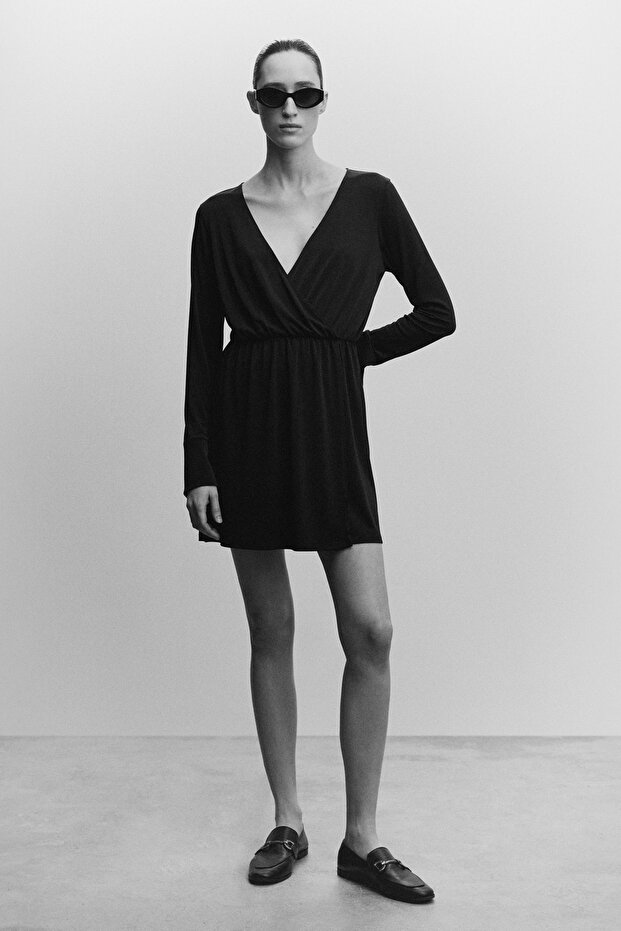 Wrap neckline dress - 1