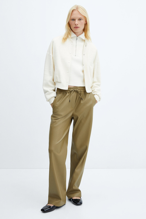 Leather-effect elastic waist trousers - 1