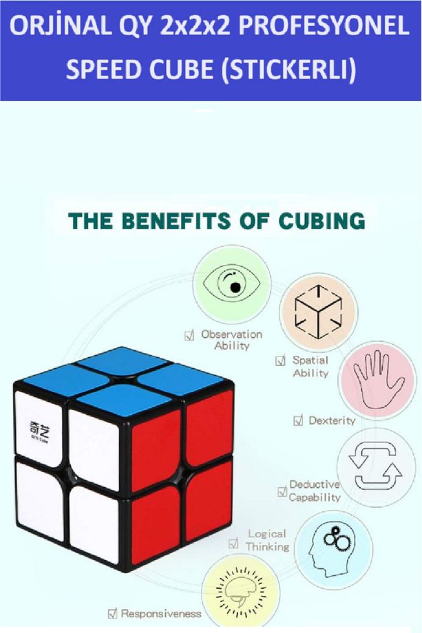 QY 2X2 PROFESYONEL SPEED CUBE  -RUBIK 2X2 ZEKA SABIR KÜPÜ- - 4