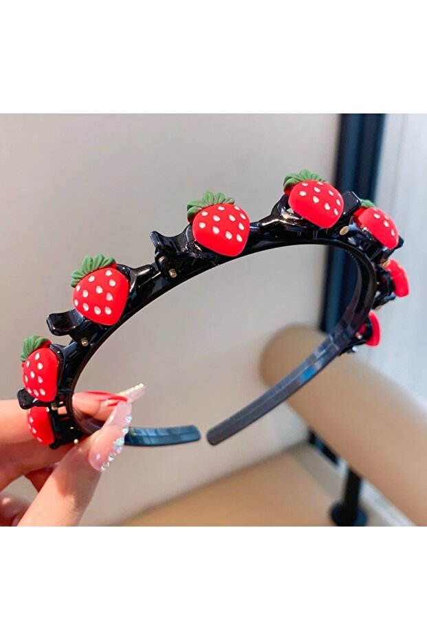 Çilek Figürlü Saç Bükücü Mandallı Taç - 2
