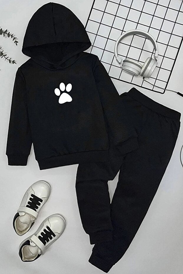 Children's Paw Printed Tracksuit Set