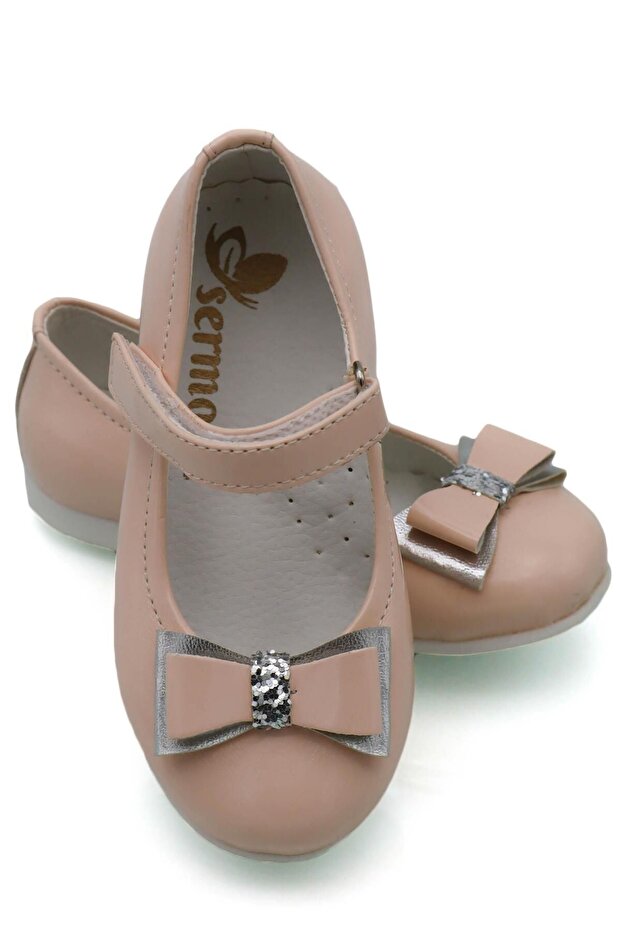 Bow Stone Detail Baby Ballerina Powder Pink