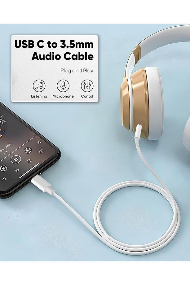 iPhone 15/16 Plus/16 Pro Max Uyumlu Aux Kablosu Type-C To 3.5 mm Jack Çevirici Bluetooth Gerektirmez - 4