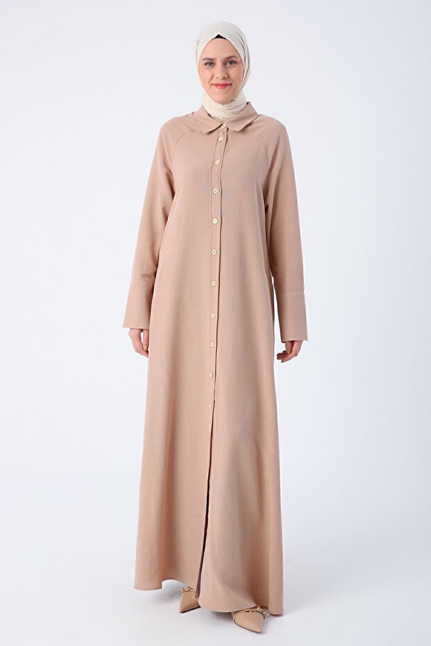Tmavě béžové raglánové povlečení s rukávy Abaya - 2