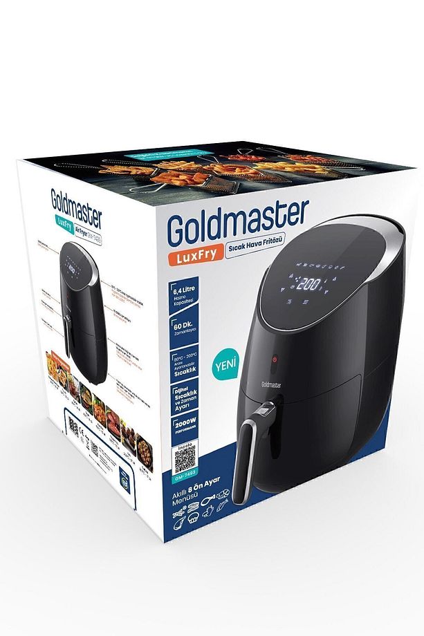 Luxfry 2000 Watt Yüksek Güç 6,4 Litre Geniş XXL Dokunmatik Airfryer Yağsız Sıcak Hava Fritözü - 8