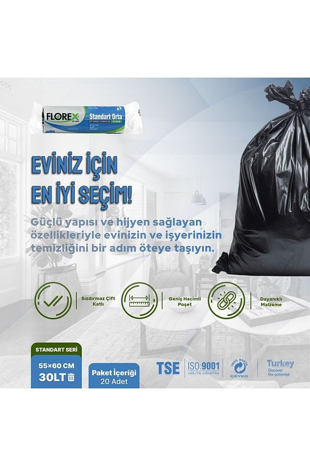 Standart Orta Boy Siyah Çöp Poşeti X 5 Rulo - 2