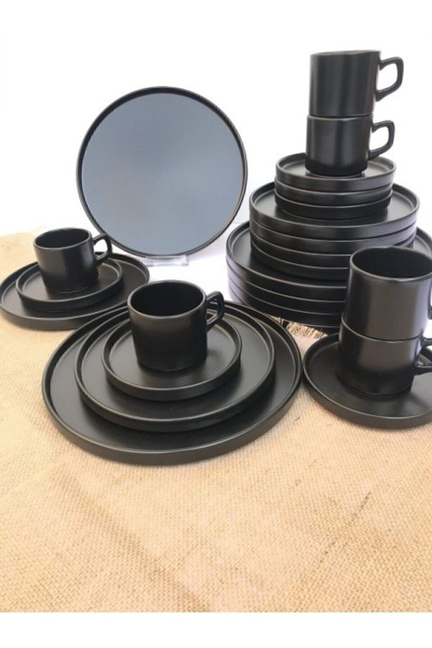 Stackable Mat Siyah 24 Parça 6 Kişilik Servis Kahvaltı Takımı - 3