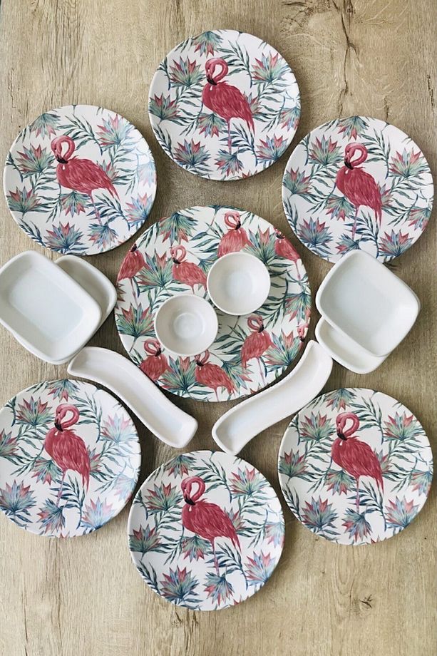 Keramika 6 Kişilik 15 Parça Flamingo Kahvaltı Takımı - 2