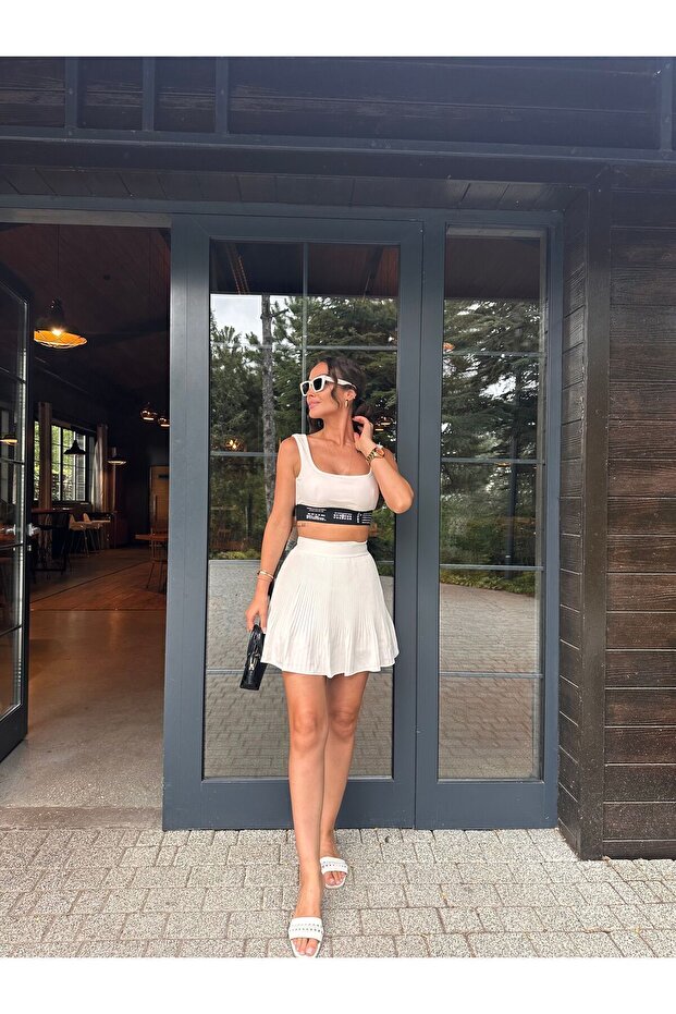 Piliseli İçi Şortlu Kadın Etek - 5