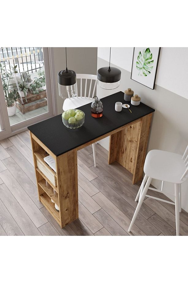 Style Bar Masası Mutfak Yemek Masası Siyah-atlantik Çam St1-la - 3